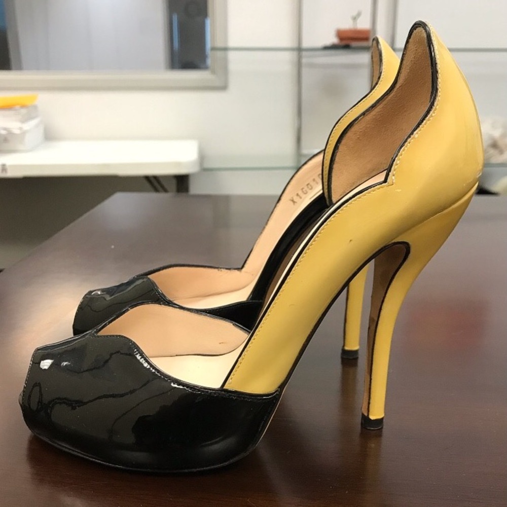 Giorgio Armani Black and Yellow Heels